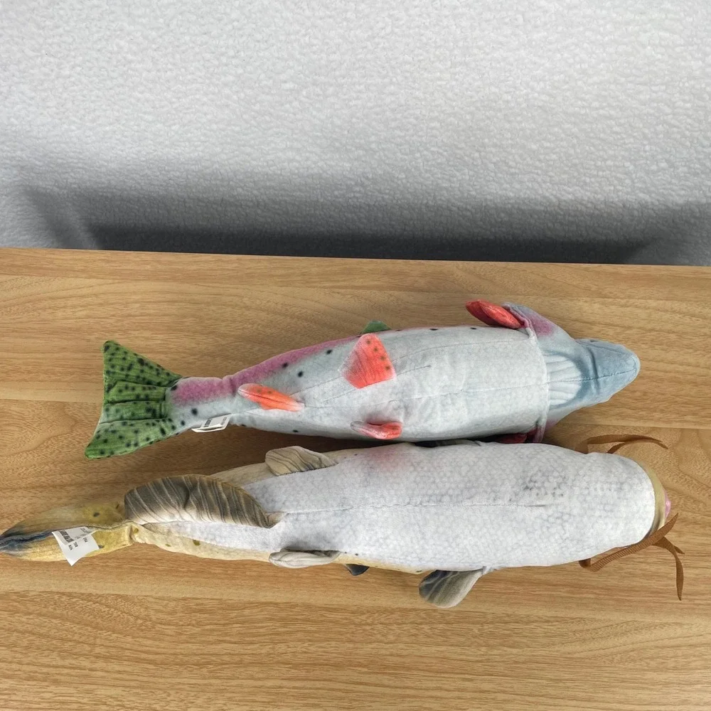Bass Pro Shops Plush Fish Set Rainbow Trout and Catfish Realistic Stuffed Toys